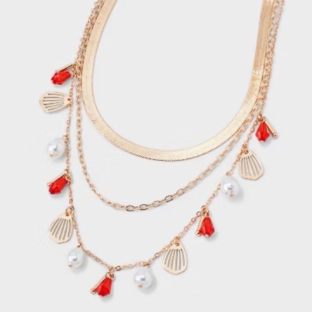 A New Day Gold and Red Layered Necklace